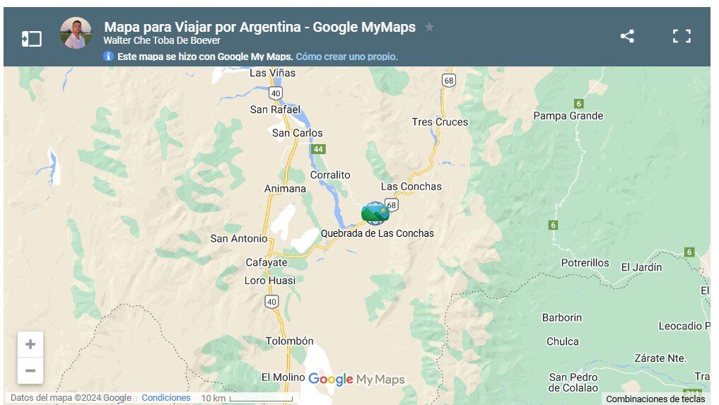 Mapa ubicación Quebrada de las Conchas