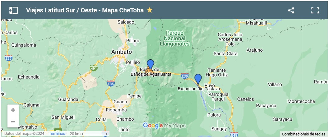 Mapa donde queda Baños de Agua Santa en Ecuador