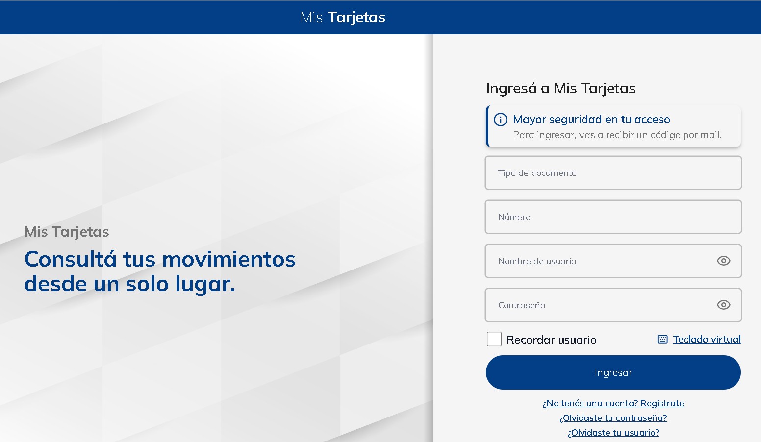 Visa Home Acceso a Mis Tarjetas