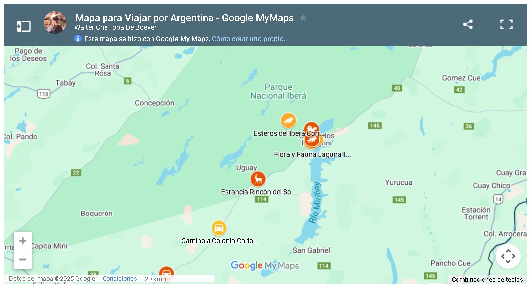 Mapa Camino Carlos Pellegrini y alrededores