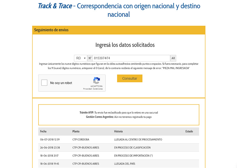 El Correo no me entrega un envío internacional