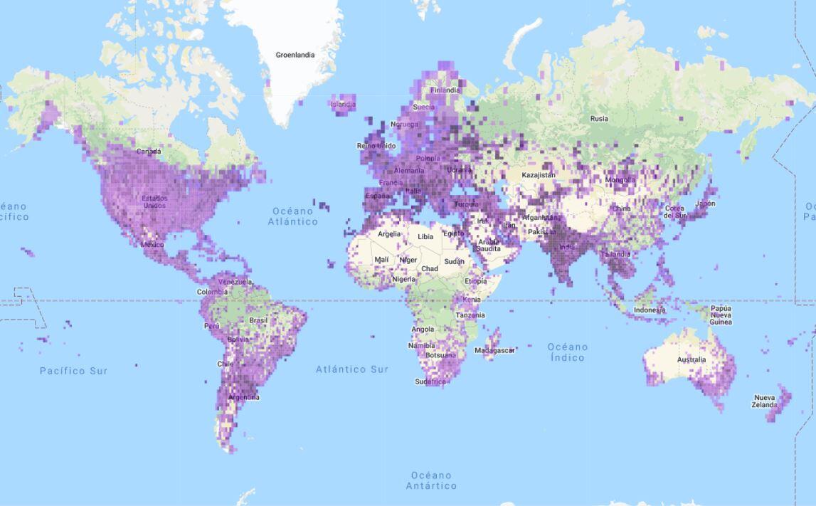 Mapa de distribución de la Paloma Doméstica