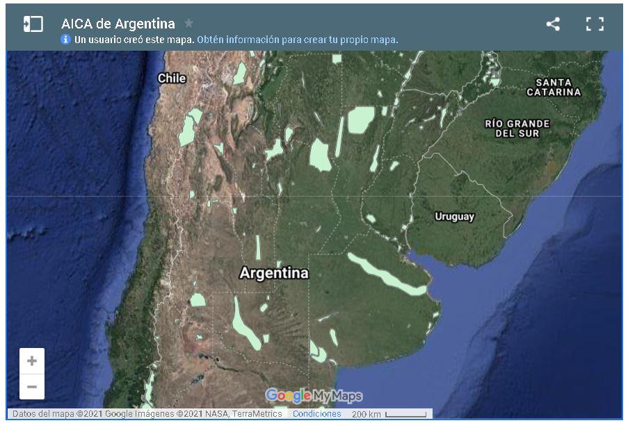 Mapa de AICAs en Argentina