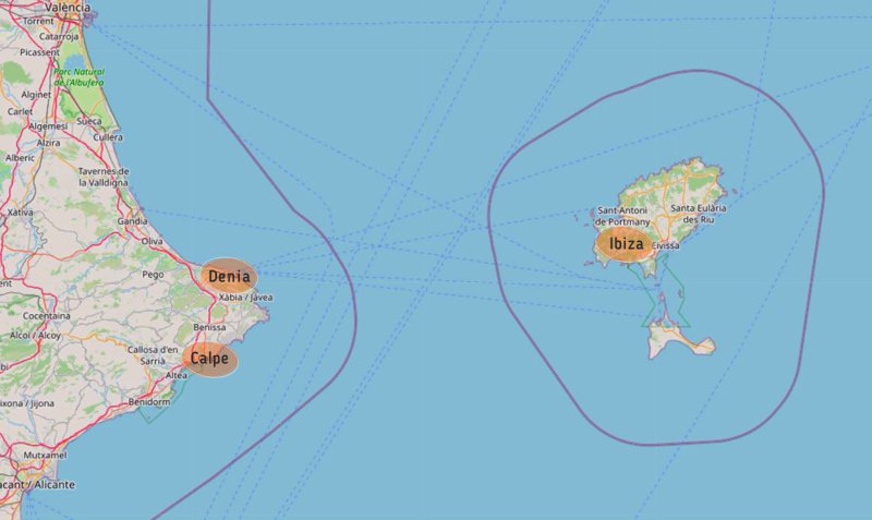 Mapa Ferry Denia Ibiza