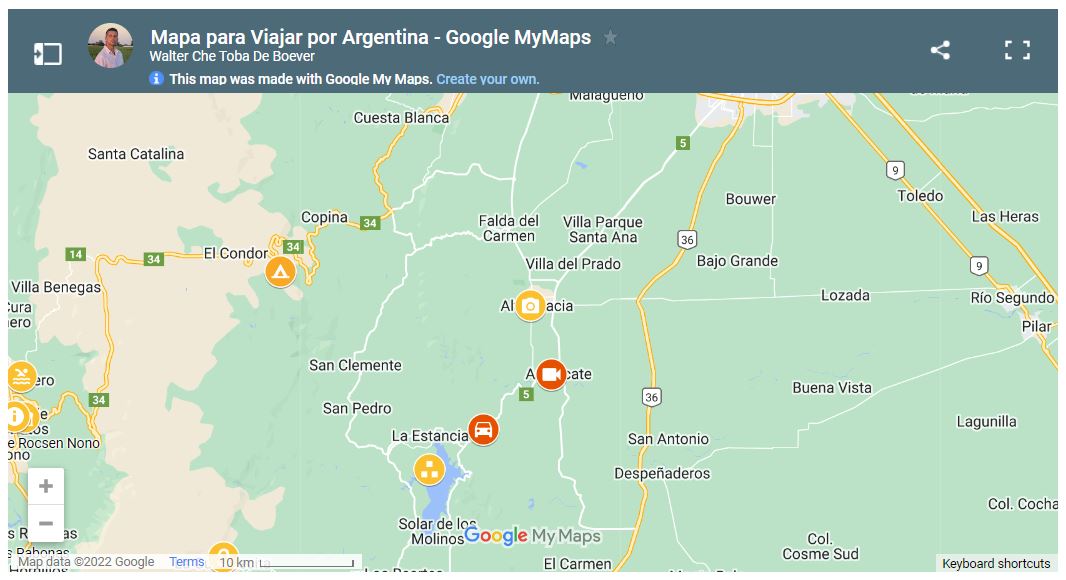 Mapa Google Alta Gracia y Zona