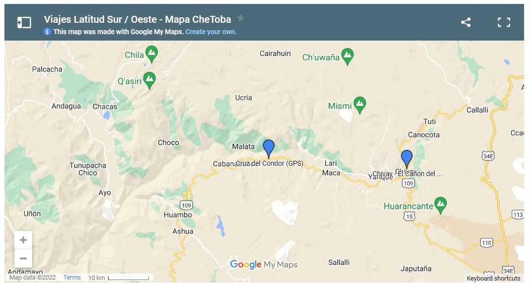 Mapa Google Cruz del Cóndor Cañon del Colca