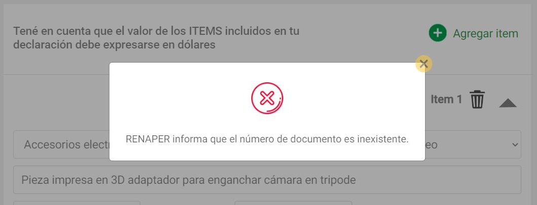 No puedo generar VEP Correo Argentino, error RENAPER