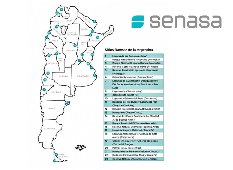 Mapa de Sitios Ramsar Argentina