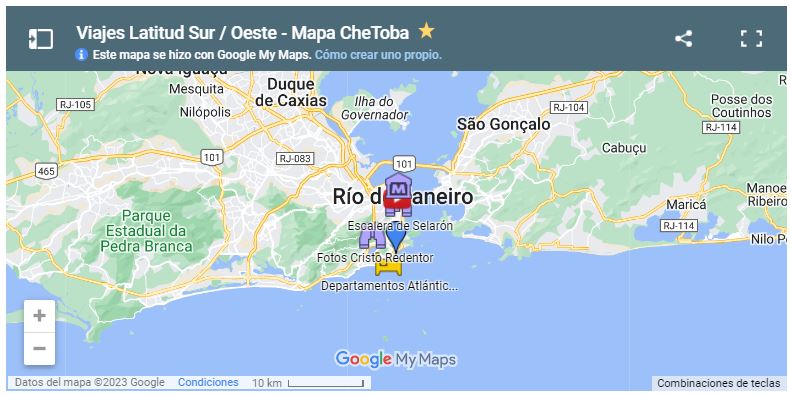 Mapa atractivos principales ciudad de Río de Janeiro