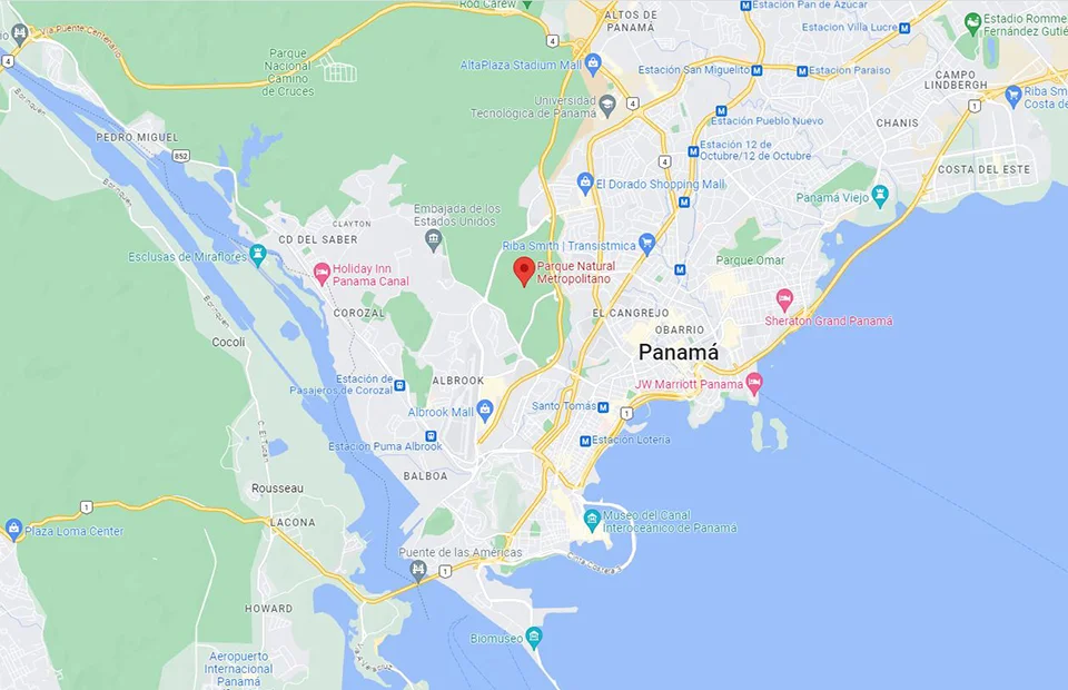 Parque Metropolitano Panamá ubicación mapa