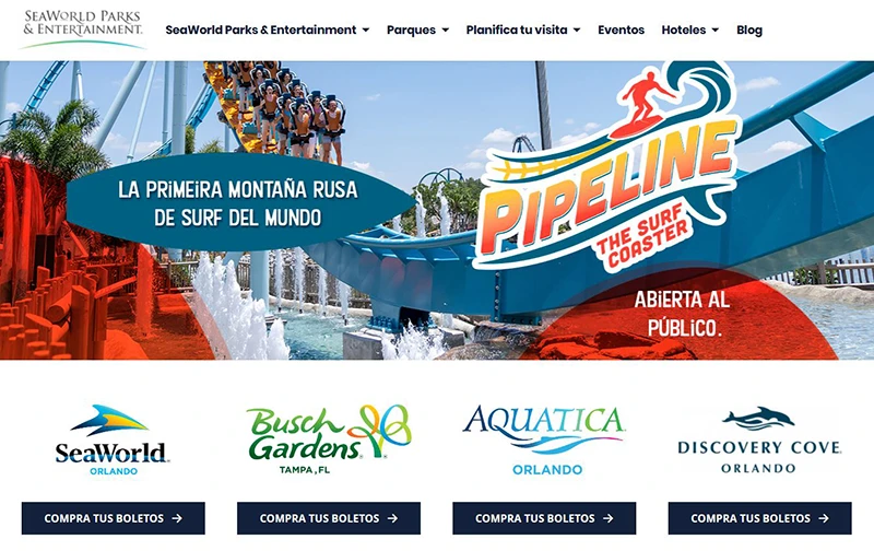 sitio web SeaWorld Parks Latino en Español