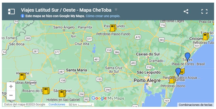 mapa rutas y playas sur de Brasil