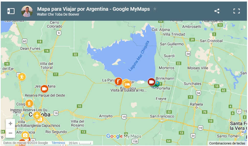 Mapa región Laguna de Mar Chiquita - Ansenuza, Córdoba