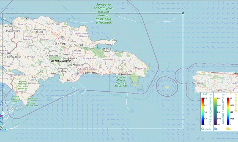 Mapa sargazo República Dominicana, La Romana, Punta Cana, Isla Saona, Bayahibe, Samaná, Playa Bávaro