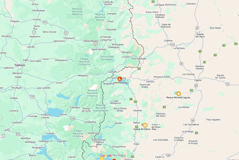 Mapa para viajar por Argentina, Donde queda Villa Pehuenia