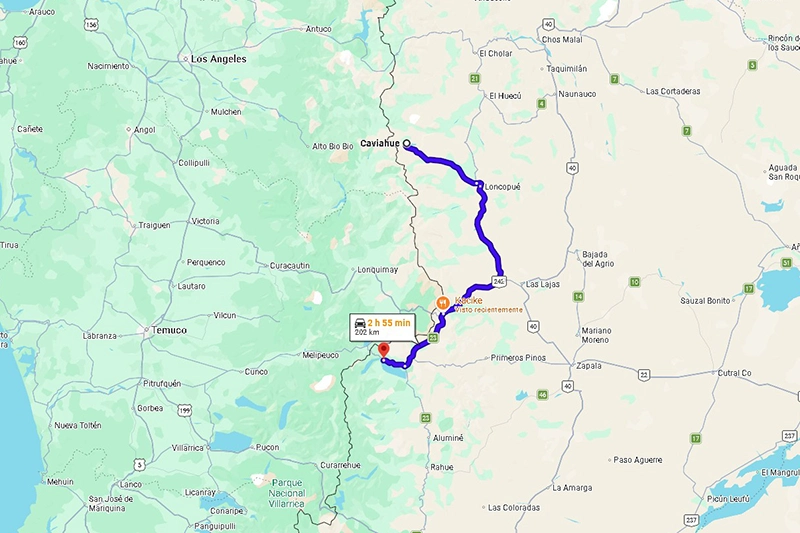 Desde Villa Pehuenia a Cavihaue por camino de ripio