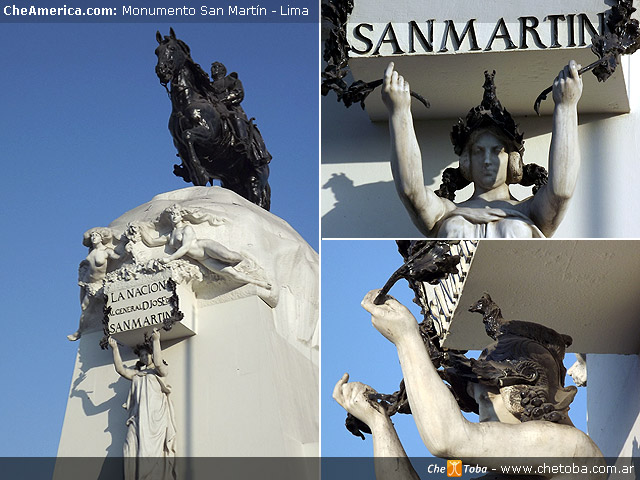 Monumento a San Martín en Lima y la llama en la cabeza